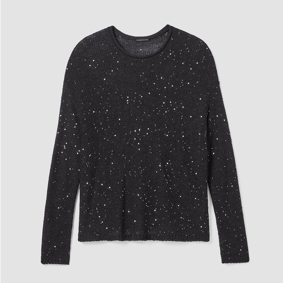NWT Eileen Fisher Merino Sequin Crew Neck Top - Picture 3 of 6